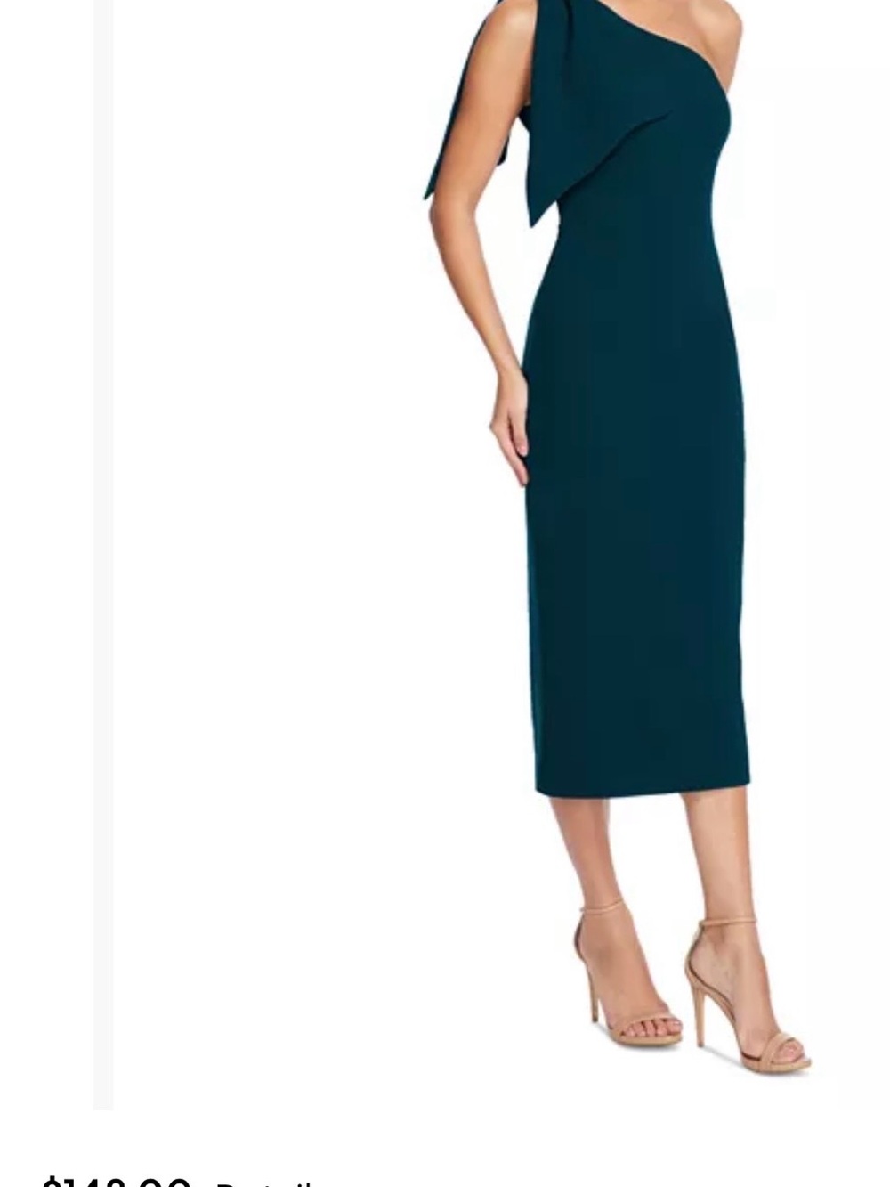 Dress the Population Teal One-Shoulder Midi Dress